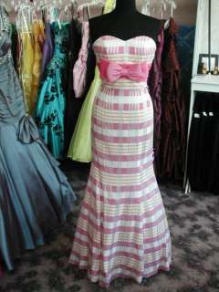 Jovani 15197 White PINK gown dress Prom Pageant size 8 Quince PLAID 