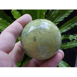   Gemqz Green Serpentine Sphere Pyrite Spots  