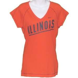 Womens Illinois Fighting Illini Orange Ole Faithful Vneck Tshirt 