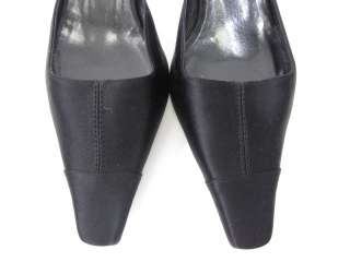 You are bidding on a pair of VERA WANG Black Satin Slides Pumps Heels 