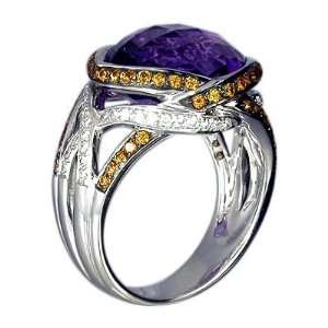  Gold RKhordipour Amethyst Spessartite & Diamond Ring   Size 6 Jewelry