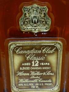 CANADIAN CLUB CLASSIC WHISKY AGED 12 YEARS VINTAGE RARE 750ML RARE 
