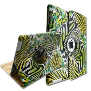 Zebra Pattern iPad 2 360°Rotating Magnetic Leather Case Smart Cover w 