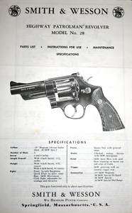 Smith Wesson Model 28 Highway Patrolman Instructions  