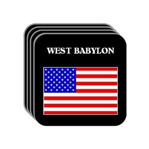 US Flag   West Babylon, New York (NY) Set of 4 Mini Mousepad Coasters