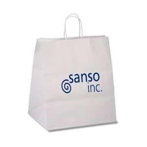  Kraft Paper White Shopping Bag 15 1/2 x 14   250 with your logo 