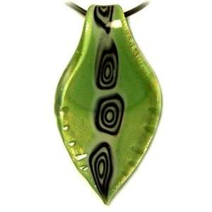  lampwork Murano art glass pendant necklace, leaf, Y25 