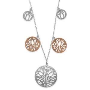  21 Inch Silver and Copper Disc Necklace Jewelry