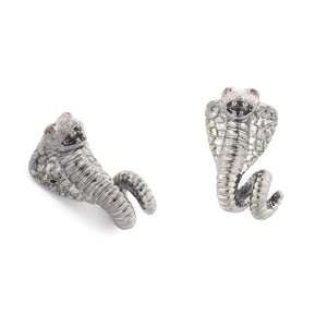  Darkened metal king cobra cufflinks with amethyst crystal 