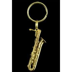  Baritone Sax Key Chain   24k Gold Plated Musical 
