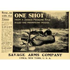  1901 Ad Savage Arms Magazine Rifle Moose Hunt One Shot 