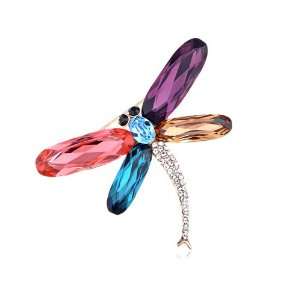 Fire opal Amethyst Azul Lively Dragonfly Swarovski Crystal Element Pin 