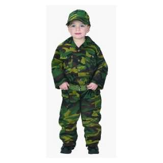  Jr Camouflage Suit w/ Cap   Green Child Costume Size 6 8 