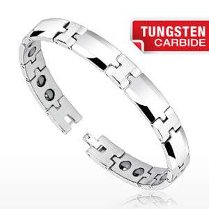   Carbide Mens 8.5 Silver Striped Bio Magnetic Bracelet  