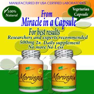 Moringa Oleifera 2 Bottles 500mg Vegetarian Capsules 793573893420 