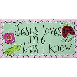  Rr   Jesus Loves Me Hand Painted Rectangle Canvas Baby