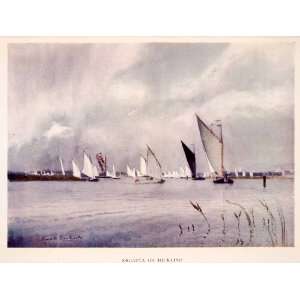   Sail Boat Sailboat Marsh River   Original Color Print