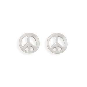  Peace Sign Post Stud Earrings 7mm Polished Sterling Silver 