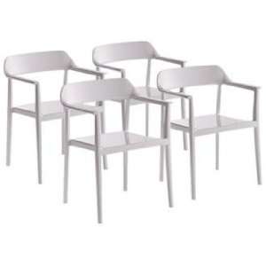  Set of 4 Zuo Delight White Outdoor Dining Chairs: Home 