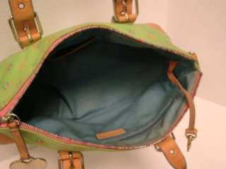   BOURKE APPLE GREEN DOMED SATCHEL COATED CANVAS~ LEATHER ACCENTS  