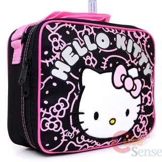 Sanrio Hello Kitty School Lunch Bag / Snack Box :Black Pink Glittering 