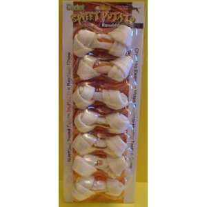  Sweet Potato Stuffed Rawhide Mini Bones   7 Piece Pet 