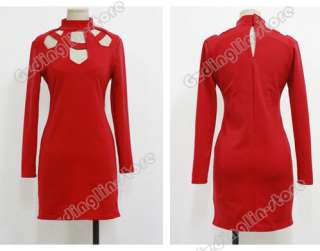 New Womens Hollow Out Sexy Long Sleeve Polo Neck Clubwear Party Mini 