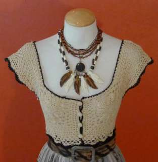   20s style Sheer Crochet ART DECO Crepe Sugar Lips boho DRESS l  