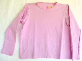 Girls Plus Size CREWNECK TEE SHIRT TOP LS Pink Blue Coordinates 