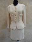 Gorgeous CHANEL Creme Wool Skirt Suit SZ 36/38