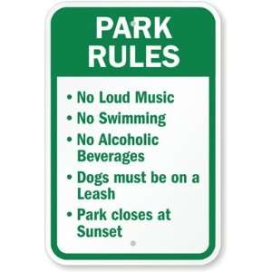  Park Rules High Intensity Grade Sign, 18 x 12 Office 