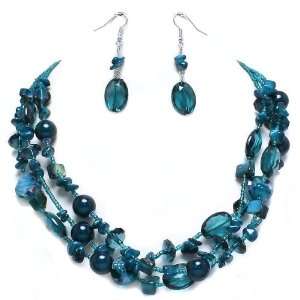   Bib Necklace and Earrings Set Elegant Trendy Costume Fashion Jewelry