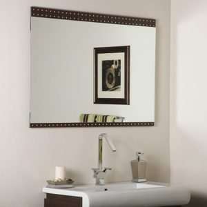    Riveted Edged Rectangular Frameless Wall Mirror: Home & Kitchen