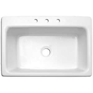  Peachtree Forge PF15 Pembroke Kitchen Sink, 3 Hole, White 