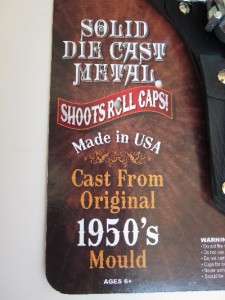 MAVERICK Die Cast in vtg 1950s mould Pistol Holster cowboy Toy cap 