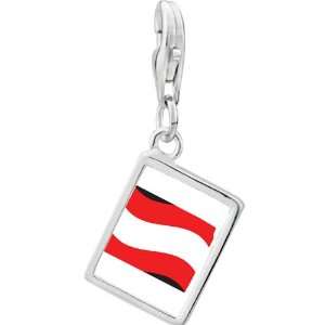  Pugster 925 Sterling Silver Austria Flag Photo Rectangle 