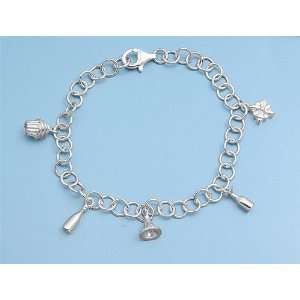  Sterling Silver Fun Party Theme Charms Bracelet Jewelry