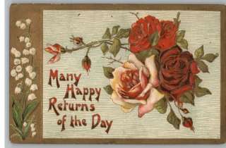 Old Postcard Many Happy Returns of the DayRoses  