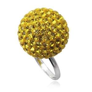   925 Sterling Silver Yellow Swarovski Crystal Beads Ring (8): Jewelry