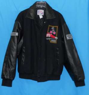 Black Leather & Wool Bomber Jacket Coat Alberta Rail Train Embroidered 