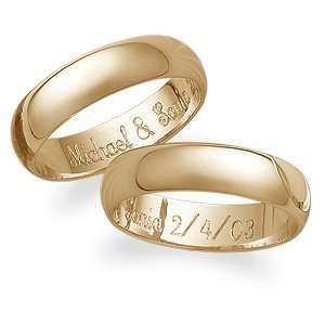  14K Gold Engraved Wedding Ring, Size: 5: Jewelry