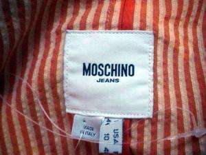 Moschino Jeans orange cotton seersucker skirt suit 10  