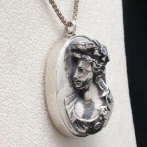 Cameo Pendant Necklace High Relief .999 Silver Fine Vintage Signed 