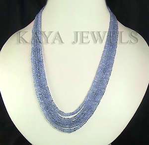 NATURAL TANZANITE FACETED BEADS 5 STRAND NECKLACE ~  