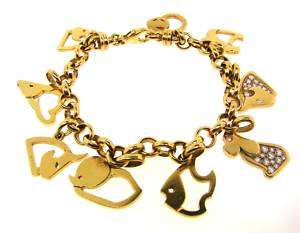 CUTE Marina B. 18k Gold & Diamond Animal Charm Bracelet  