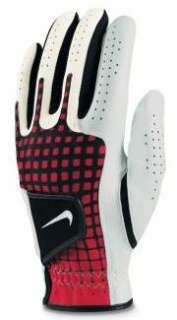 2011 Nike Tech Xtreme III Mens Golf Glove White/Blk/Red Cabretta 