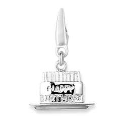 Sterling Silver Birthday Cake on a Plate Charm  Overstock