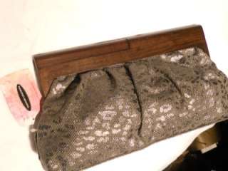 Chinese Laundry Grey Wood Handle CLUTCH  