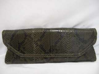Kotur Dark Green Python Long Envelope Bag W/Gold Chain Strap  