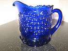 VINTAGE PRESSED BLUE GLASS CREAMER PITCHER BLENKO VF  